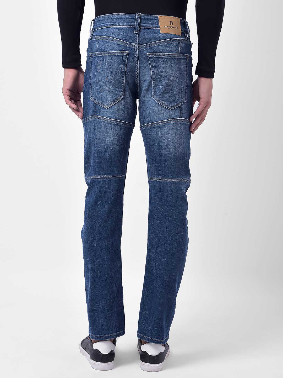 Numero Uno Men Mid Blue Mid Blue Skinny Fit Low Rise Sustainable Jeans